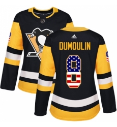 Women's Adidas Pittsburgh Penguins #8 Brian Dumoulin Authentic Black USA Flag Fashion NHL Jersey