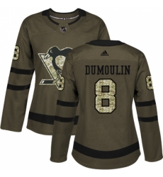 Women's Reebok Pittsburgh Penguins #8 Brian Dumoulin Authentic Green Salute to Service NHL Jersey