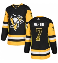 Men's Adidas Pittsburgh Penguins #7 Paul Martin Authentic Black Drift Fashion NHL Jersey
