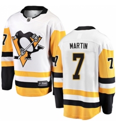 Men's Pittsburgh Penguins #7 Paul Martin Fanatics Branded White Away Breakaway NHL Jersey