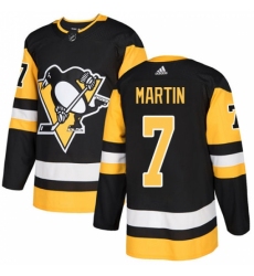 Youth Adidas Pittsburgh Penguins #7 Paul Martin Authentic Black Home NHL Jersey