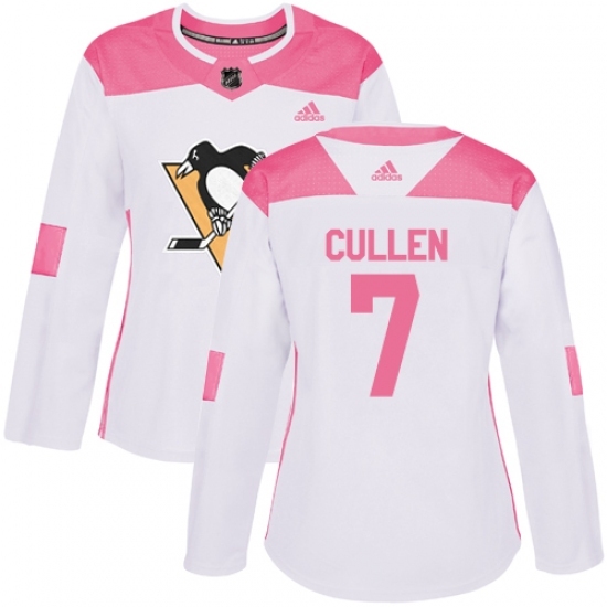 Women's Adidas Pittsburgh Penguins #7 Matt Cullen Authentic White Pink Fashion NHL Jersey Women's Adidas Pittsburgh Penguins #7 Matt Cullen Authentic White Pink Fashion NHL Jersey