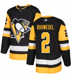 Men's Adidas Pittsburgh Penguins #2 Chad Ruhwedel Authentic Black Home NHL Jersey