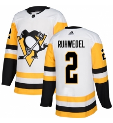 Men's Adidas Pittsburgh Penguins #2 Chad Ruhwedel Authentic White Away NHL Jersey