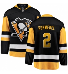Men's Pittsburgh Penguins #2 Chad Ruhwedel Fanatics Branded Black Home Breakaway NHL Jersey