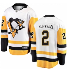 Men's Pittsburgh Penguins #2 Chad Ruhwedel Fanatics Branded White Away Breakaway NHL Jersey