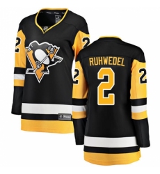 Women's Pittsburgh Penguins #2 Chad Ruhwedel Fanatics Branded Black Home Breakaway NHL Jersey