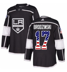 Men's Adidas Los Angeles Kings #17 Jonny Brodzinski Authentic Black USA Flag Fashion NHL Jersey