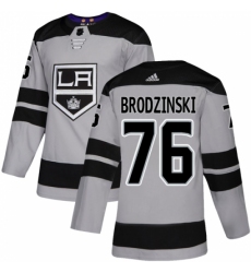 Men's Adidas Los Angeles Kings #76 Jonny Brodzinski Premier Gray Alternate NHL Jersey