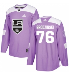 Youth Adidas Los Angeles Kings #76 Jonny Brodzinski Authentic Purple Fights Cancer Practice NHL Jersey