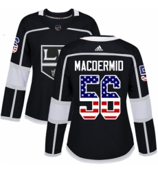 Women's Adidas Los Angeles Kings #56 Kurtis MacDermid Authentic Black USA Flag Fashion NHL Jersey