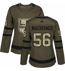 Women's Adidas Los Angeles Kings #56 Kurtis MacDermid Authentic Green Salute to Service NHL Jersey