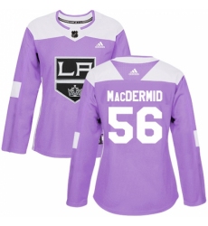 Women's Adidas Los Angeles Kings #56 Kurtis MacDermid Authentic Purple Fights Cancer Practice NHL Jersey