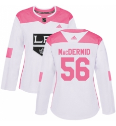 Women's Adidas Los Angeles Kings #56 Kurtis MacDermid Authentic White/Pink Fashion NHL Jersey