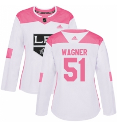 Women's Adidas Los Angeles Kings #51 Austin Wagner Authentic White/Pink Fashion NHL Jersey
