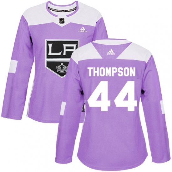 Women's Adidas Los Angeles Kings #44 Nate Thompson Authentic Purple Fights Cancer Practice NHL Jersey Women's Adidas Los Angeles Kings #44 Nate Thompson Authentic Purple Fights Cancer Practice NHL Jersey