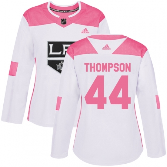 Women's Adidas Los Angeles Kings #44 Nate Thompson Authentic White Pink Fashion NHL Jersey Women's Adidas Los Angeles Kings #44 Nate Thompson Authentic White Pink Fashion NHL Jersey