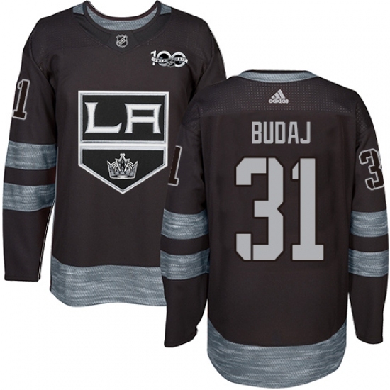Men's Adidas Los Angeles Kings #31 Peter Budaj Authentic Black 1917-2017 100th Anniversary NHL Jersey Men's Adidas Los Angeles Kings #31 Peter Budaj Authentic Black 1917-2017 100th Anniversary NHL Jersey