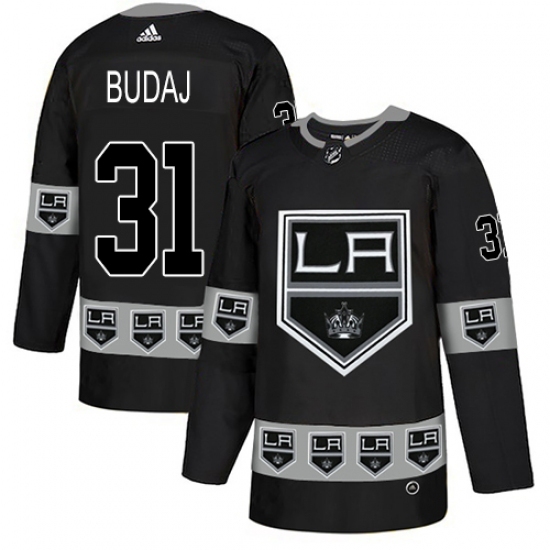 Men's Adidas Los Angeles Kings #31 Peter Budaj Authentic Black Team Logo Fashion NHL Jersey Men's Adidas Los Angeles Kings #31 Peter Budaj Authentic Black Team Logo Fashion NHL Jersey