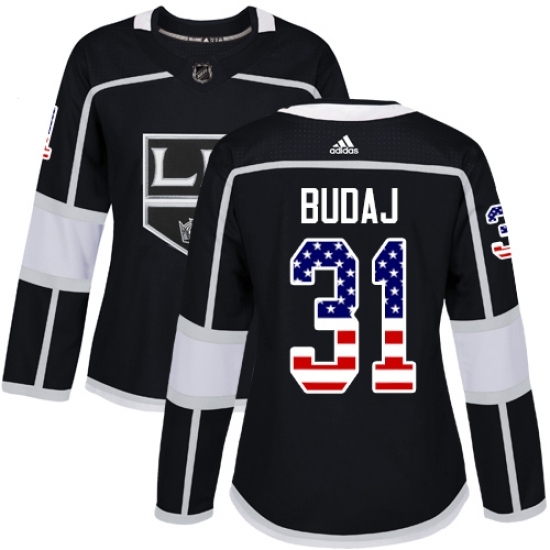 Women's Adidas Los Angeles Kings #31 Peter Budaj Authentic Black USA Flag Fashion NHL Jersey Women's Adidas Los Angeles Kings #31 Peter Budaj Authentic Black USA Flag Fashion NHL Jersey
