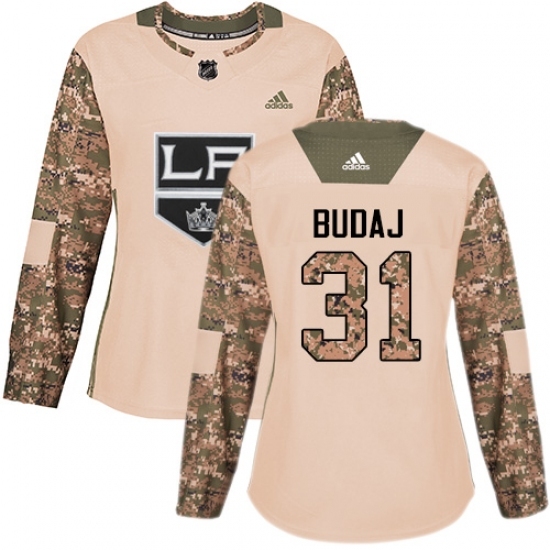 Women's Adidas Los Angeles Kings #31 Peter Budaj Authentic Camo Veterans Day Practice NHL Jersey Women's Adidas Los Angeles Kings #31 Peter Budaj Authentic Camo Veterans Day Practice NHL Jersey