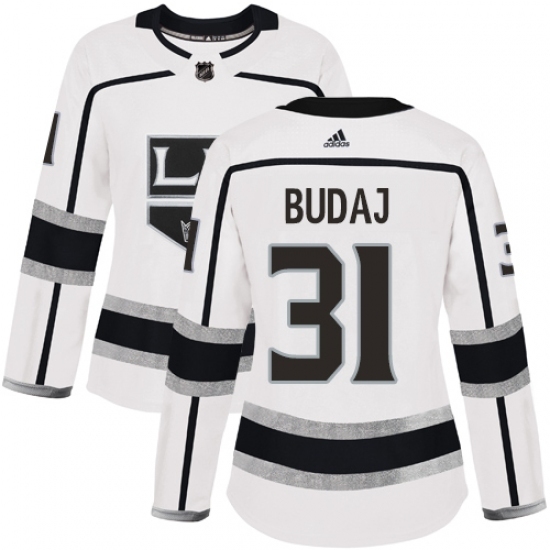 Women's Adidas Los Angeles Kings #31 Peter Budaj Authentic White Away NHL Jersey Women's Adidas Los Angeles Kings #31 Peter Budaj Authentic White Away NHL Jersey