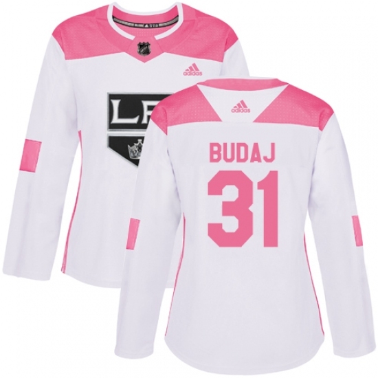 Women's Adidas Los Angeles Kings #31 Peter Budaj Authentic White Pink Fashion NHL Jersey Women's Adidas Los Angeles Kings #31 Peter Budaj Authentic White Pink Fashion NHL Jersey