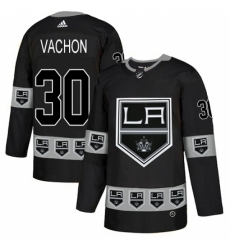 Men's Adidas Los Angeles Kings #30 Rogie Vachon Authentic Black Team Logo Fashion NHL Jersey