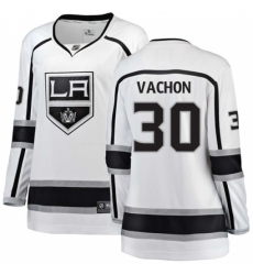 Women's Los Angeles Kings #30 Rogie Vachon Authentic White Away Fanatics Branded Breakaway NHL Jersey