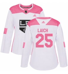 Women's Adidas Los Angeles Kings #25 Brooks Laich Authentic White/Pink Fashion NHL Jersey