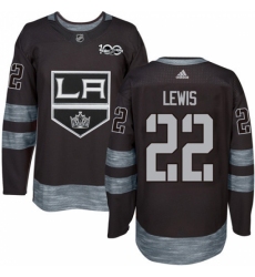 Men's Adidas Los Angeles Kings #22 Trevor Lewis Premier Black 1917-2017 100th Anniversary NHL Jersey