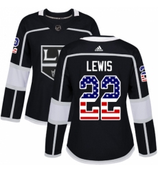 Women's Adidas Los Angeles Kings #22 Trevor Lewis Authentic Black USA Flag Fashion NHL Jersey