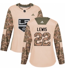 Women's Adidas Los Angeles Kings #22 Trevor Lewis Authentic Camo Veterans Day Practice NHL Jersey