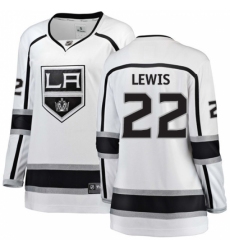 Women's Los Angeles Kings #22 Trevor Lewis Authentic White Away Fanatics Branded Breakaway NHL Jersey