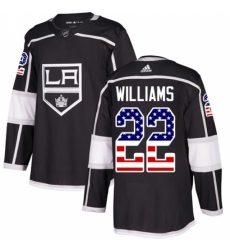 Youth Adidas Los Angeles Kings #22 Tiger Williams Authentic Black USA Flag Fashion NHL Jersey