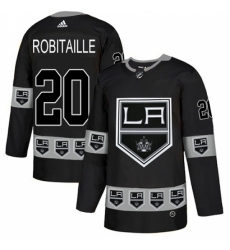 Men's Adidas Los Angeles Kings #20 Luc Robitaille Authentic Black Team Logo Fashion NHL Jersey