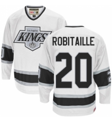 Men's CCM Los Angeles Kings #20 Luc Robitaille Authentic White Throwback NHL Jersey