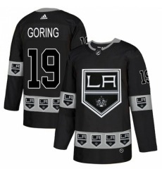 Men's Adidas Los Angeles Kings #19 Butch Goring Authentic Black Team Logo Fashion NHL Jersey