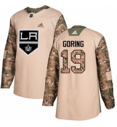 Men's Adidas Los Angeles Kings #19 Butch Goring Authentic Camo Veterans Day Practice NHL Jersey