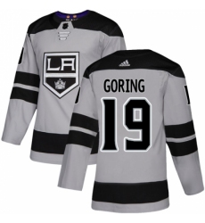 Men's Adidas Los Angeles Kings #19 Butch Goring Premier Gray Alternate NHL Jersey