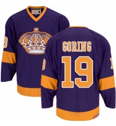 Men's CCM Los Angeles Kings #19 Butch Goring Premier Purple Throwback NHL Jersey