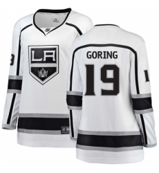 Women's Los Angeles Kings #19 Butch Goring Authentic White Away Fanatics Branded Breakaway NHL Jersey