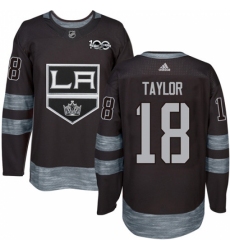 Men's Adidas Los Angeles Kings #18 Dave Taylor Authentic Black 1917-2017 100th Anniversary NHL Jersey
