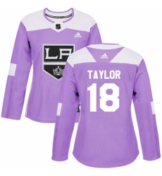 Women's Adidas Los Angeles Kings #18 Dave Taylor Authentic Purple Fights Cancer Practice NHL Jersey
