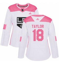 Women's Adidas Los Angeles Kings #18 Dave Taylor Authentic White/Pink Fashion NHL Jersey