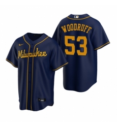 Men's Nike Milwaukee Brewers #53 Brandon Woodruff Navy Alternate Stitched Baseball Jersey