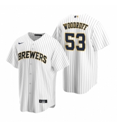 Men's Nike Milwaukee Brewers #53 Brandon Woodruff White Alternate Stitched Baseball Jersey