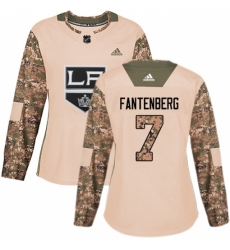 Women's Adidas Los Angeles Kings #7 Oscar Fantenberg Authentic Camo Veterans Day Practice NHL Jersey
