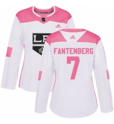 Women's Adidas Los Angeles Kings #7 Oscar Fantenberg Authentic White/Pink Fashion NHL Jersey