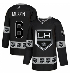 Men's Adidas Los Angeles Kings #6 Jake Muzzin Authentic Black Team Logo Fashion NHL Jersey